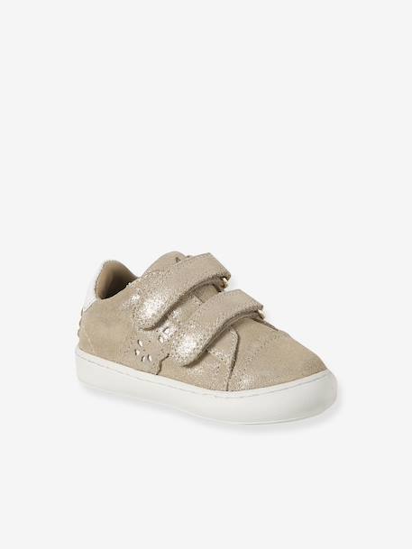 Baskets bébé fille cuir à scratchs blanc+or 10 - vertbaudet enfant 