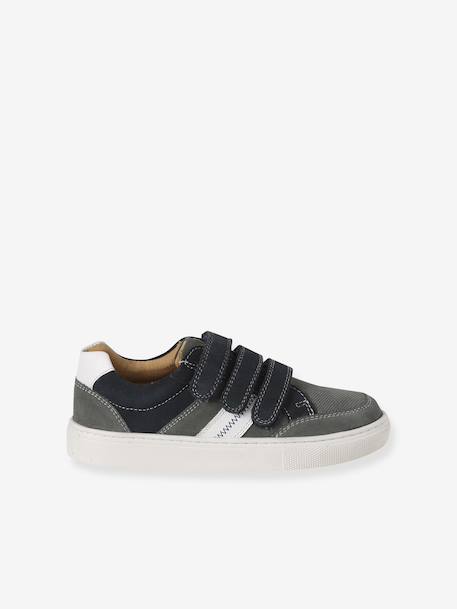 Baskets enfant garçon cuir à scratchs lot gris 3 - vertbaudet enfant 