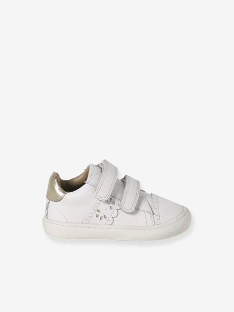 Baskets bébé fille cuir à scratchs blanc+or 3 - vertbaudet enfant 