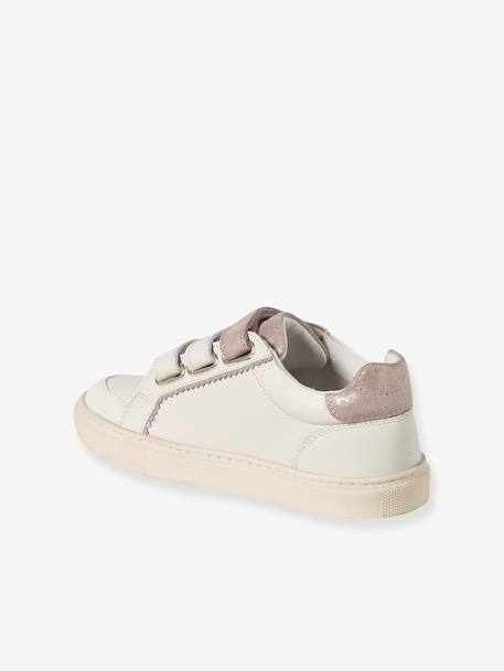 Baskets enfant fille cuir à scratchs blanc imprimé+écru+lot blanc 13 - vertbaudet enfant 