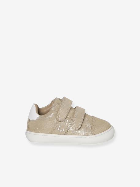Baskets bébé fille cuir à scratchs blanc+or 11 - vertbaudet enfant 