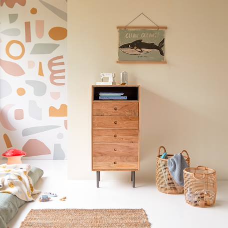 Chiffonnier enfant en bois d'acacia 5 tiroirs pavel Naturel 2 - vertbaudet enfant 