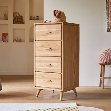 Chiffonnier enfant en bois de teck 4 tiroirs kort Naturel 1 - vertbaudet enfant 