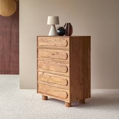 Chambre et rangement-Chiffonnier enfant en bois d'acacia 5 tiroirs olga