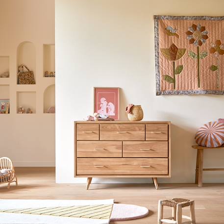 Commode enfant en bois de teck 6 tiroirs kort Naturel 2 - vertbaudet enfant 