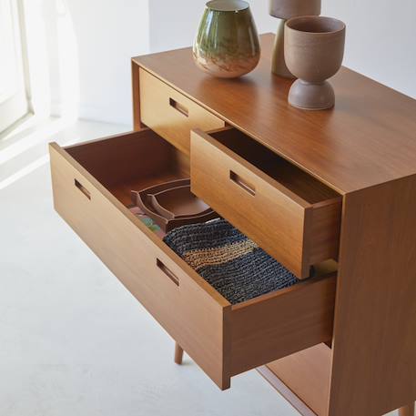 Commode enfant en bois d'acajou massif 4 tiroirs magda 50's Naturel 3 - vertbaudet enfant 