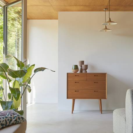 Commode enfant en bois d'acajou massif 4 tiroirs magda 50's Naturel 4 - vertbaudet enfant 
