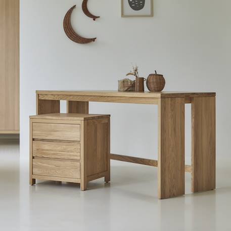 Bureau enfant en bois de chêne 160 eden Naturel 1 - vertbaudet enfant 