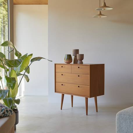 Commode enfant en bois d'acajou massif 4 tiroirs magda 50's Naturel 2 - vertbaudet enfant 