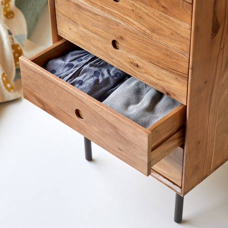 Chiffonnier enfant en bois d'acacia 5 tiroirs pavel Naturel 3 - vertbaudet enfant 