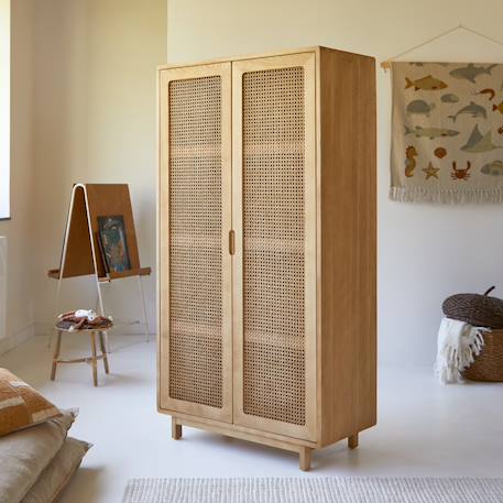 Armoire enfant en bois d'orme massif et cannage luis Naturel 1 - vertbaudet enfant 