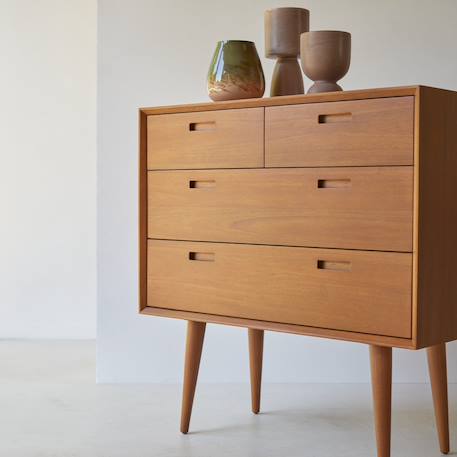 Commode enfant en bois d'acajou massif 4 tiroirs magda 50's Naturel 1 - vertbaudet enfant 