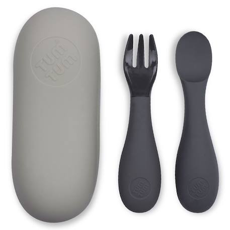 Set de couverts en silicone gris Gris 1 - vertbaudet enfant 