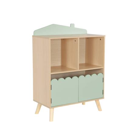 Bibliothèque enfant 2 étagères 2 portes Blanc+Rose+Vert 14 - vertbaudet enfant 