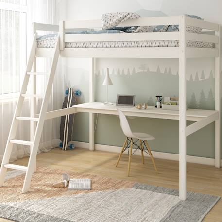 Lit mezzanine 2 places pin massif  isidore Blanc+Bois 4 - vertbaudet enfant 