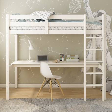 Lit mezzanine pin massif  arthur Blanc+Blanc-bois 3 - vertbaudet enfant 