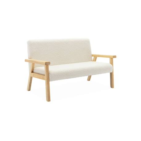 Banquette canapé pour enfant 2 places bouclette et bois d'hévéa l 84 x p 43,5 x h 50cm Blanc 2 - vertbaudet enfant 