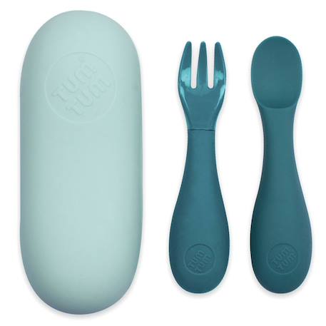 Set de couverts en silicone bleu Bleu 1 - vertbaudet enfant 