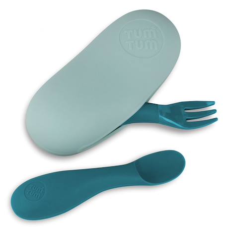 Set de couverts en silicone bleu Bleu 2 - vertbaudet enfant 