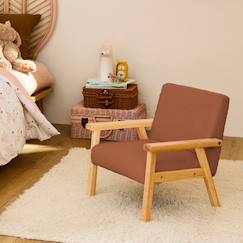 Chambre et rangement-Fauteuil scandinave en bouclette et bois enfant isak l 47 x p 43,5 x h 50cm