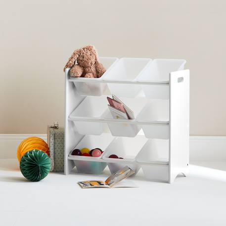 Lot de 2 meubles de rangement pour enfant, 18 casiers - tobias - mdf décor bois naturel, 64x295x60cm Blanc+Vert céladon 1 - vertbaudet enfant 
