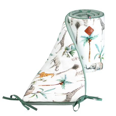 Tour de lit universel en gaze de coton safari Safari, vert, gris, blanc 1 - vertbaudet enfant 