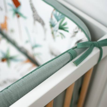 Tour de lit universel en gaze de coton safari Safari, vert, gris, blanc 3 - vertbaudet enfant 