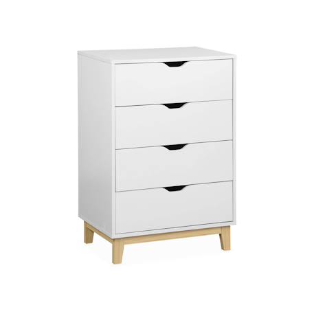 Commode blanche scandinave - floki - chiffonnier avec pieds en bois de sapin, 4 tiroirs, 60x40x90cm Blanc 2 - vertbaudet enfant 