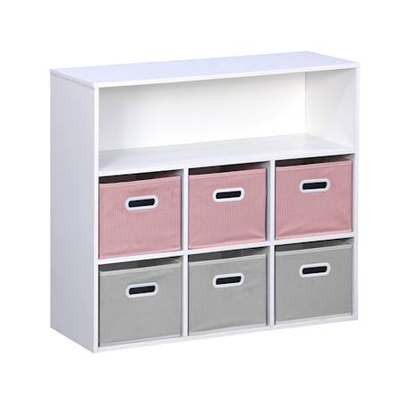 Meuble de rangement pour enfant camille avec 7 compartiments et 6 paniers en velours Bleu+Rose+Vert 8 - vertbaudet enfant 