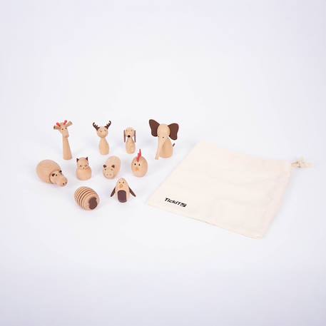 Set de 10 animaux en bois Beige 3 - vertbaudet enfant 