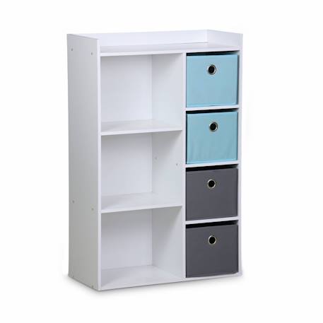 Meuble de rangement pour enfant, blanc - camille - avec 7 compartiments et 4 paniers Bleu+Rose 2 - vertbaudet enfant 