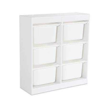 Meuble de rangement enfant 6 bacs de rangement en plastique Blanc+Naturel 2 - vertbaudet enfant 