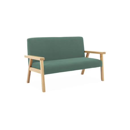 Banquette canapé pour enfant 2 places velours côtelé et bois d'hévéa l 84 x p 43,5 x h 50cm Kaki foncé 2 - vertbaudet enfant 