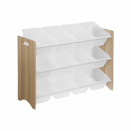Meuble de rangement jouet avec 12 casiers, tobias, l 84 x p 29,5 x h 60cm Blanc+Naturel 8 - vertbaudet enfant 