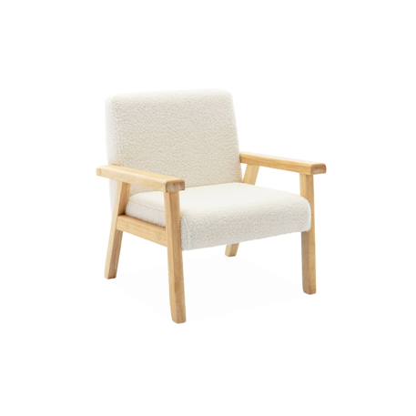 Fauteuil scandinave en bouclette et bois enfant isak l 47 x p 43,5 x h 50cm Blanc+Moutarde+Taupe+Terracotta 2 - vertbaudet enfant 