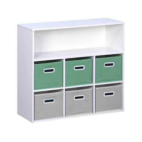 Meuble de rangement pour enfant camille avec 7 compartiments et 6 paniers en velours Bleu+Rose+Vert 14 - vertbaudet enfant 