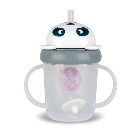 Tasse anti fuite + paille lestée panda - v3 Gris 4 - vertbaudet enfant 