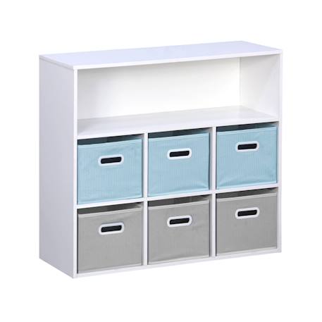 Meuble de rangement pour enfant camille avec 7 compartiments et 6 paniers en velours Bleu+Rose+Vert 2 - vertbaudet enfant 