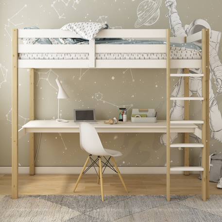 Lit mezzanine pin massif  arthur Blanc+Blanc-bois 9 - vertbaudet enfant 