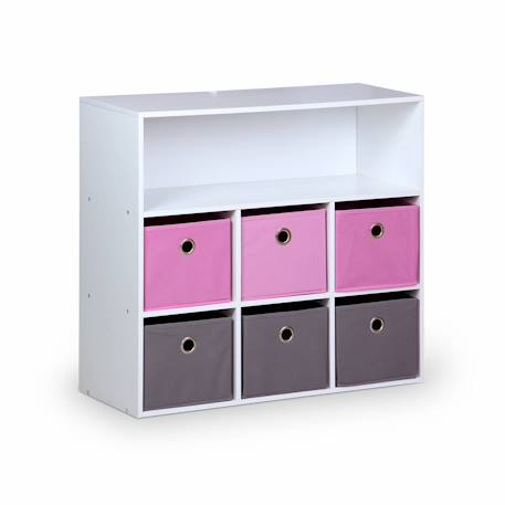 Meuble de rangement pour enfant, blanc - camille - avec 7 compartiments et 6 paniers Rose 2 - vertbaudet enfant 