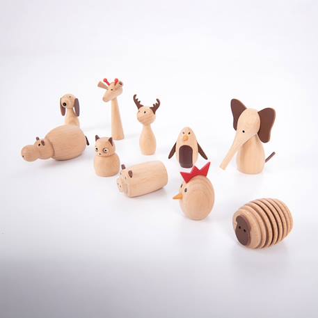 Set de 10 animaux en bois Beige 4 - vertbaudet enfant 