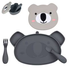 Puériculture-Assiette + bol ventousés en silicone koala