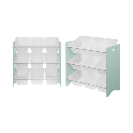 Lot de 2 meubles de rangement pour enfant, 18 casiers - tobias - mdf décor bois naturel, 64x295x60cm Blanc+Vert céladon 8 - vertbaudet enfant 