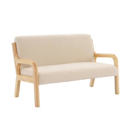 Banquette scandinave enfant en bois et tissu bouclette 2 places Beige 2 - vertbaudet enfant 