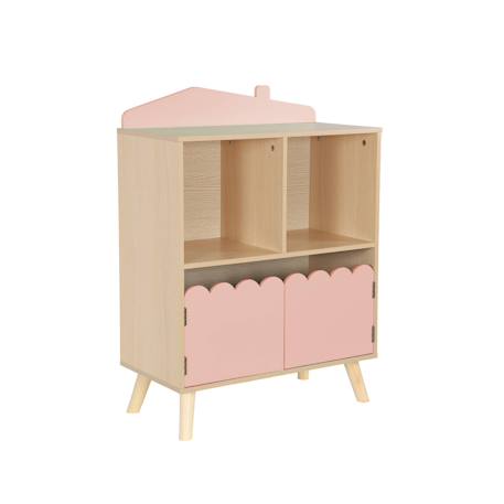 Bibliothèque enfant 2 étagères 2 portes Blanc+Rose+Vert 8 - vertbaudet enfant 