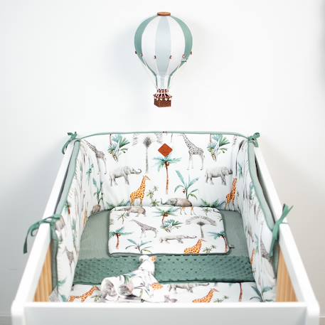 Tour de lit universel en gaze de coton safari Safari, vert, gris, blanc 4 - vertbaudet enfant 