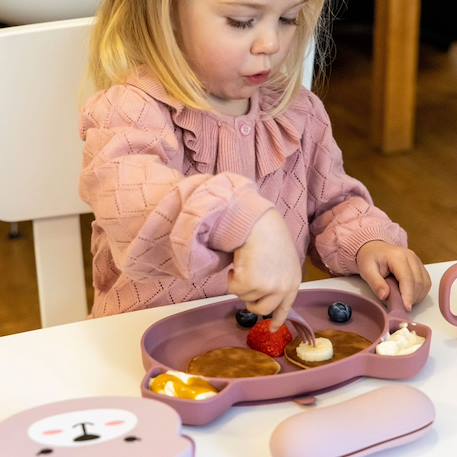 Assiette + bol ventousés en silicone - ourson rose Rose 5 - vertbaudet enfant 