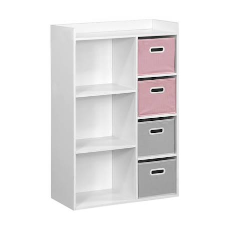 Meuble de rangement pour enfant pratique avec 7 compartiments et 4 paniers en velours Bleu+Rose+Vert 8 - vertbaudet enfant 