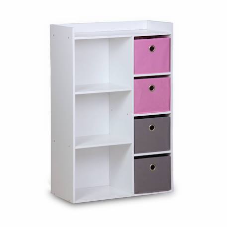 Meuble de rangement pour enfant, blanc - camille - avec 7 compartiments et 4 paniers Bleu+Rose 8 - vertbaudet enfant 