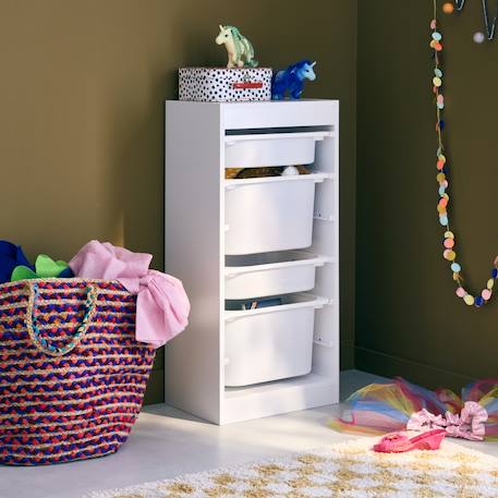 Meuble de rangement enfant 4 bacs de rangement Blanc+Naturel 1 - vertbaudet enfant 